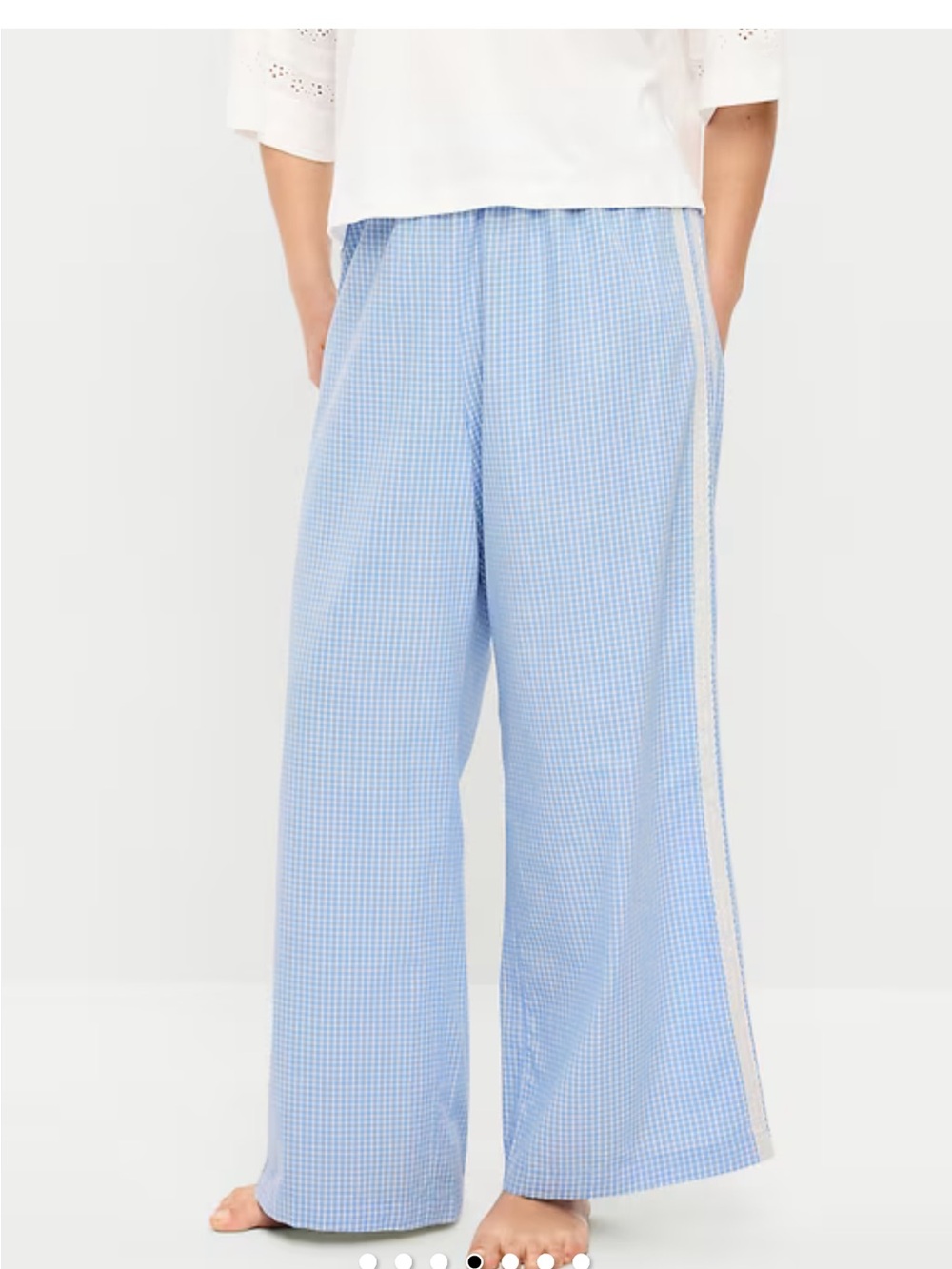 Old Navy Light Blue Gingham Wide Leg Lounge Pants